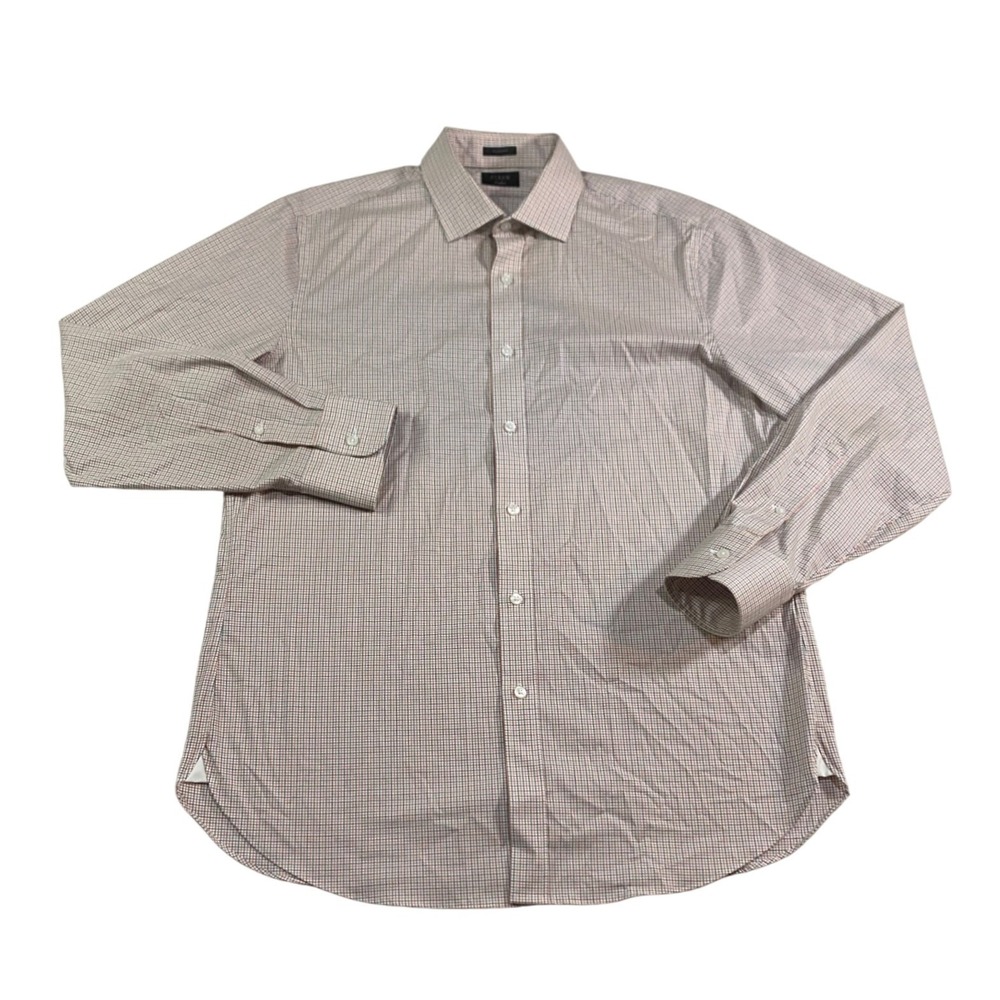 J.Crew Ludlow Classic Fit Dress Shirt Mens 16 34 Check Orange Green H4649